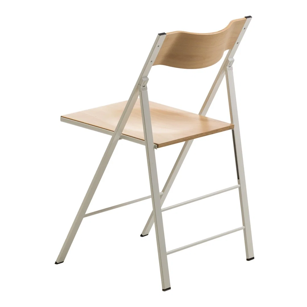 Compact Plywood & Steel Folding Side Chair with Ultra-Slim 2cm Folded Width for Dining Room