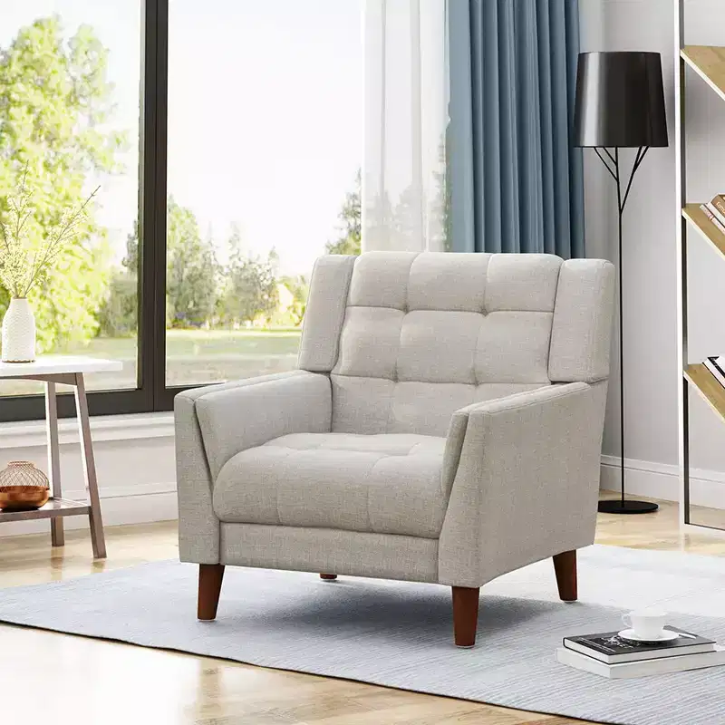 Modern Armchair, Accent Chair,Button Tufted Upholstered Armchair With Wooden Tapered Legs,30.50'' x 31.50'' x 32.50''(2.54*2.63*2.71ft)