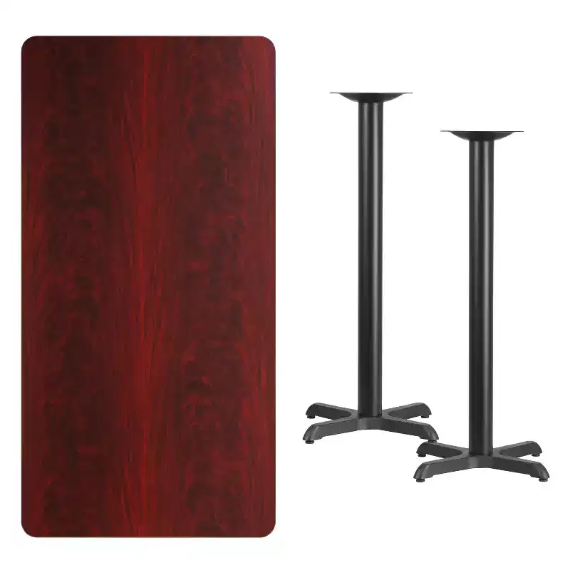 30''x60'' Bar Height Rectangular Table – Black / Mahogany / Natural / Walnut, Seats up to 6
