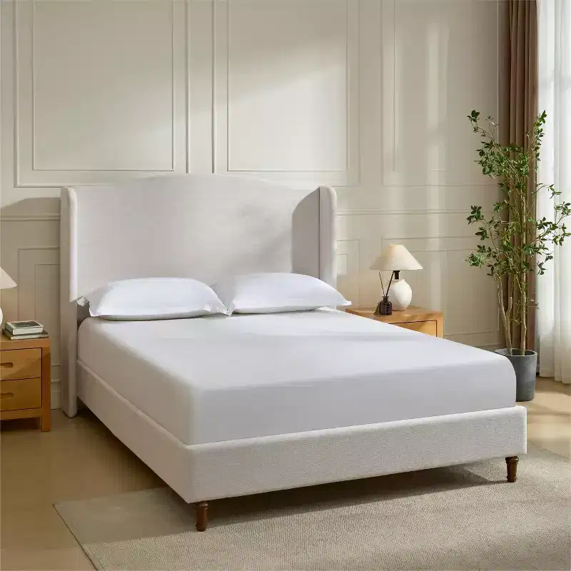 Wingback Platform Bed Frame with 54-Inch Camelback Headboard