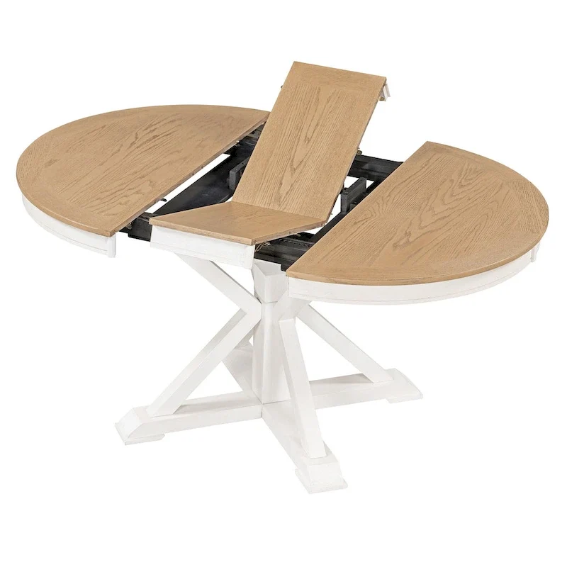 Functional Dining Table Set with Extendable Table and 4 Upholstered Chairs