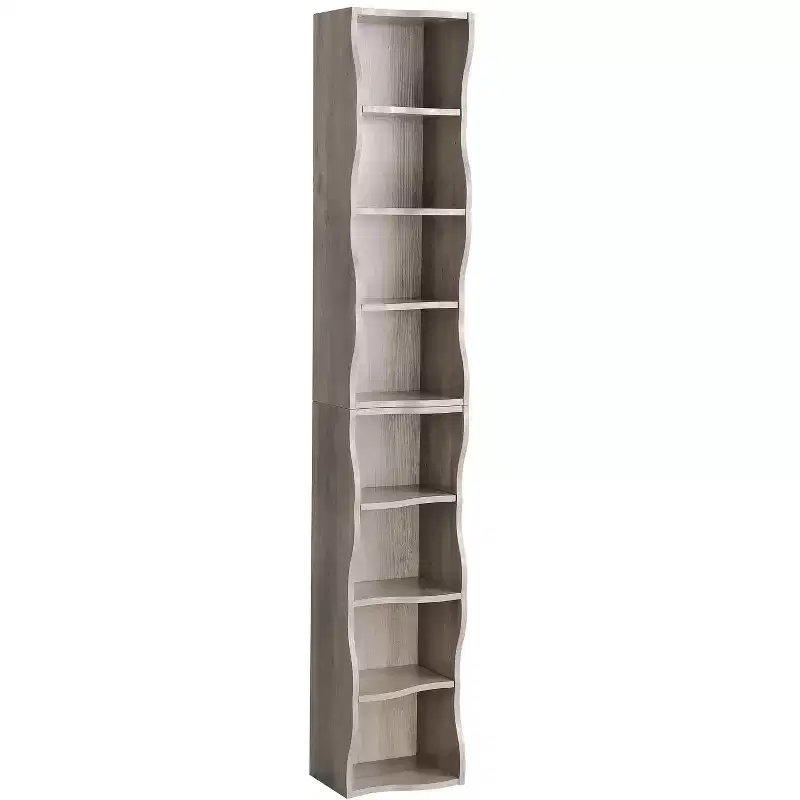 7-Layer Adjustable Bookshelf with Detachable Upper and Lower Cabinets, Wavy Edge Design, for Living Room or Home Office