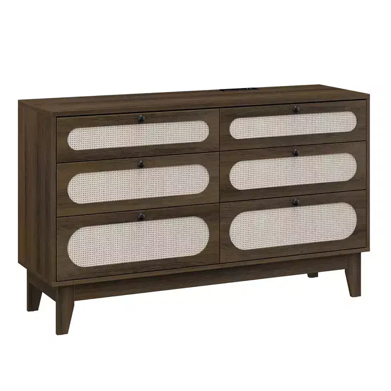 Different Drawer Dresser for Bedroom,Natural Modern Closet Dresser with Wooden Handles and Wooden Legs, Equipped with Anti-Tip Kits