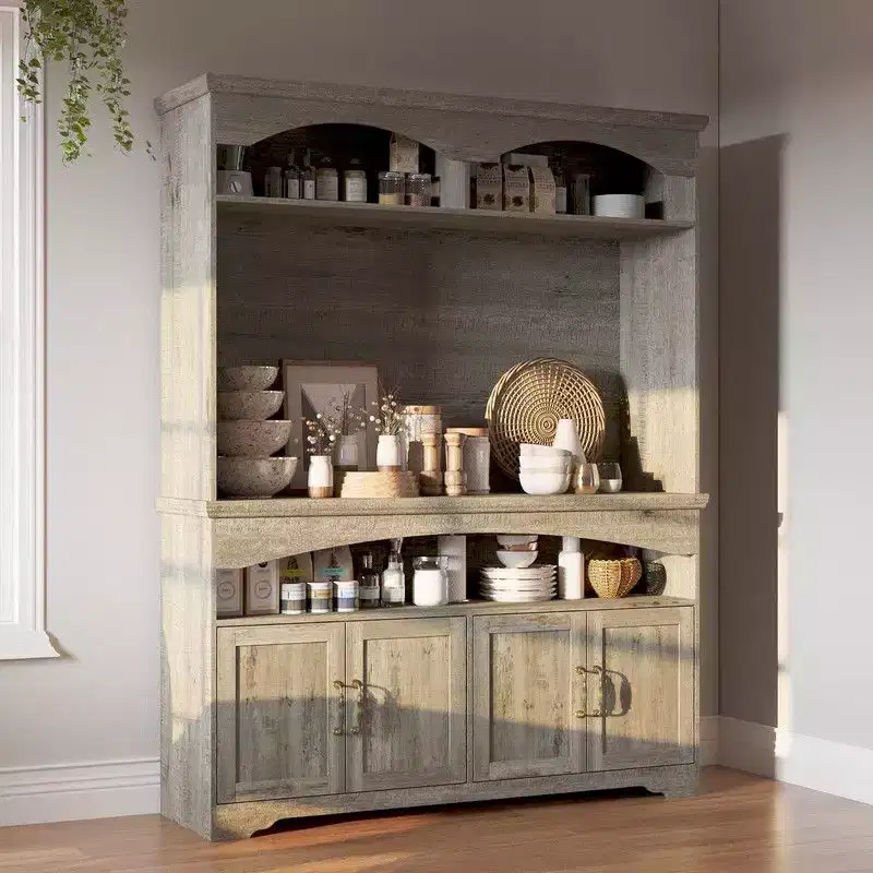 Famapy Multi-Functional Rustic Storage Cabinet,Display Cabinet & Bookcase,Living Room Storage Unit,Kitchen Pantry Hutch for Dishware Storage