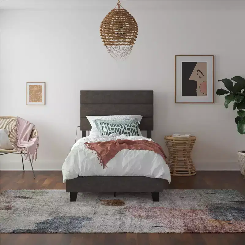 RealRooms Paloma Upholstered Bed with Dual USB Port