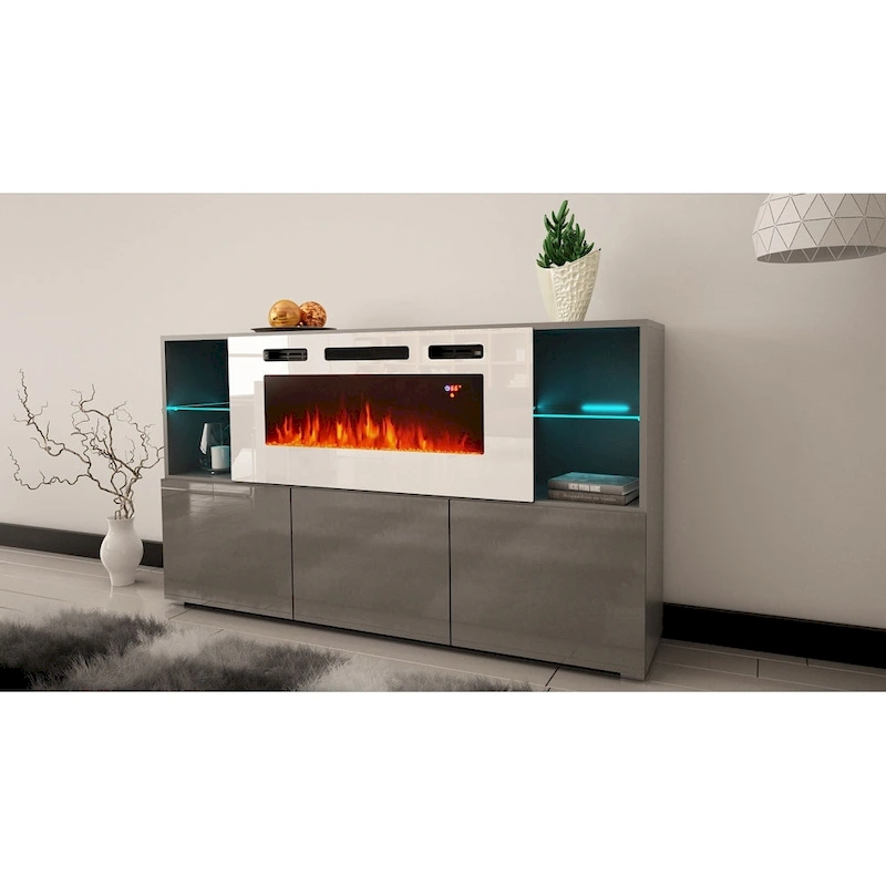 Komi WH03 63-inch Modern Electric Fireplace Sideboard