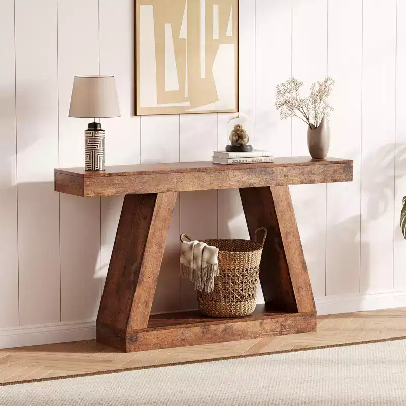 55 Narrow Console Table, 2-Tier Entryway Table, Sofa Table Behind The Couch Table, Entrance Table for Hallway, Entrance, Living Room, Foyer, Office