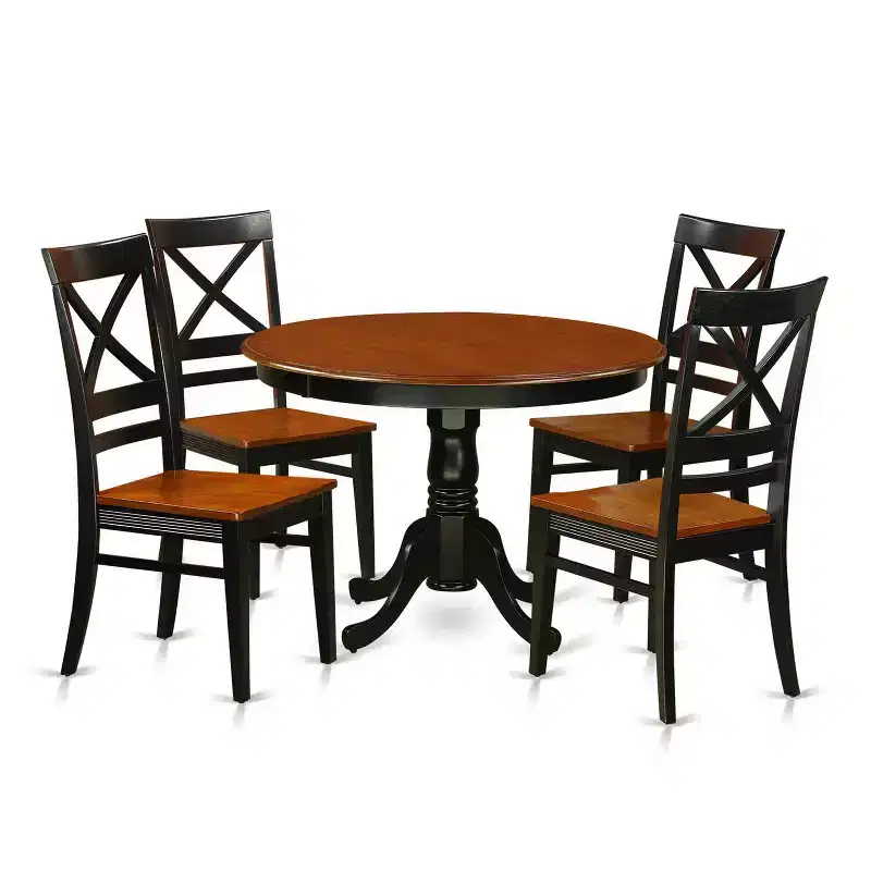 5 Piece Dining Set - Round Kitchen Table & 4 Chairs - Black Cherry Finish - 42 Inch Table