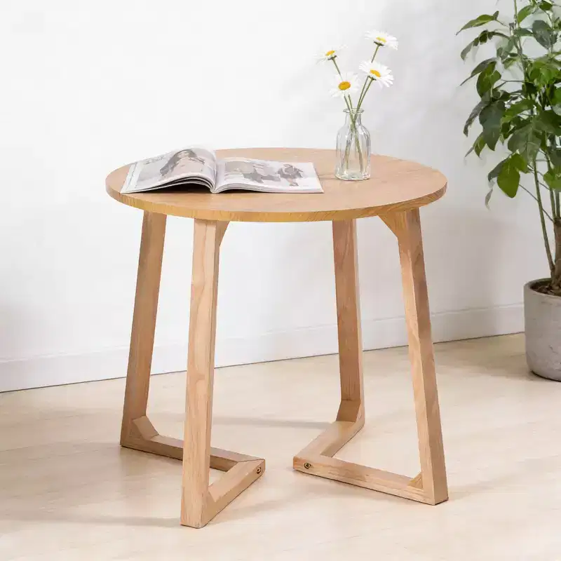 24-inch Round Mid Century Modern End Table with V-Shaped Legs