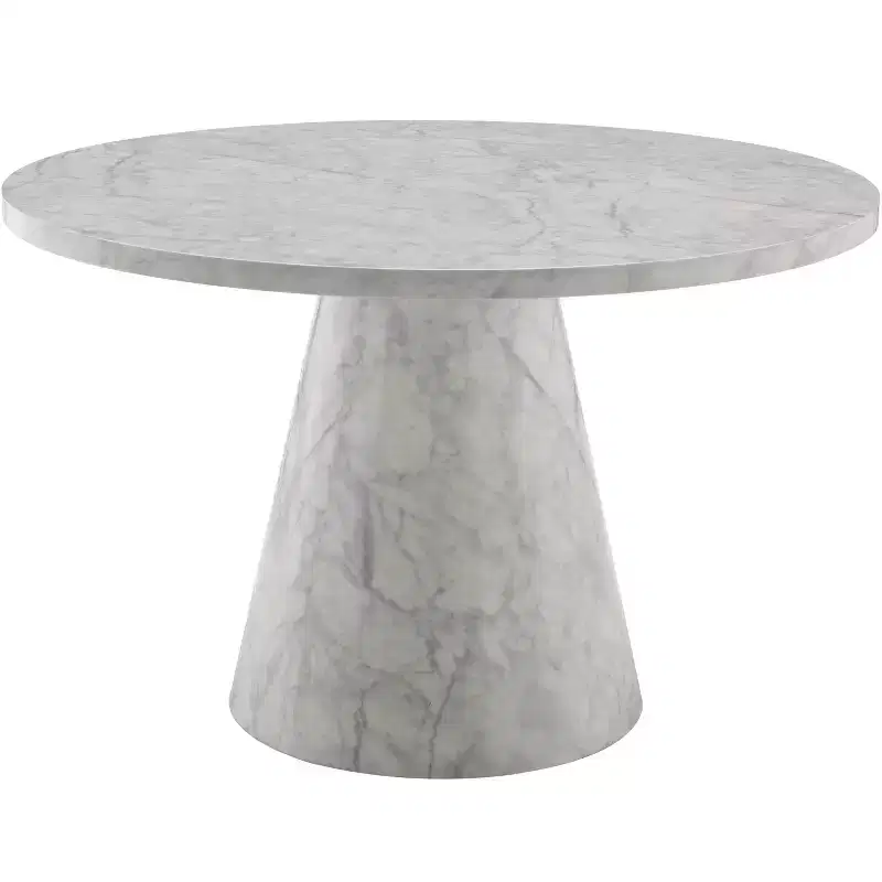 GDFStudio Yvonne Marble-Grain 47 Pedestal Round Dining Table