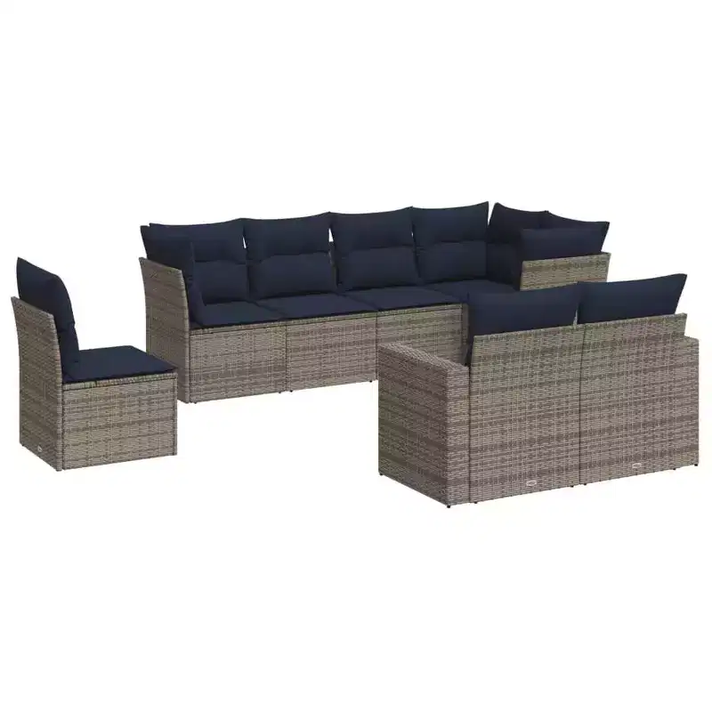 vidaXL Patio Sofa Set with Cushions Poly Rattan