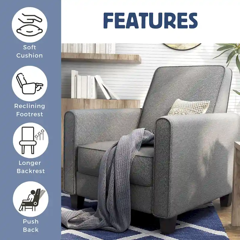 Traditional Fabric Welted Padded Recliner Chair
