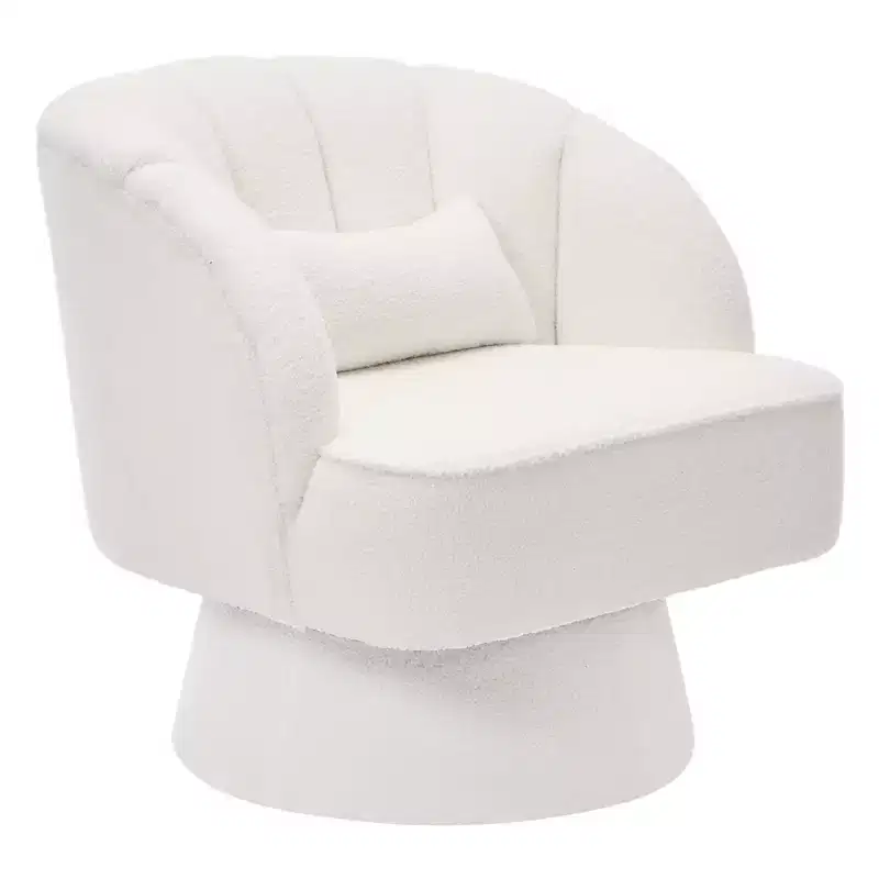 Swivel barrel armchair, 360 degree velvet upholstered armchair with striped backrest, ergonomic design, suitable for living room bedroom backyard etc