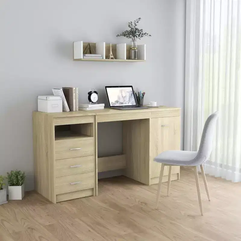 Desk White Engineered Wood 55.1