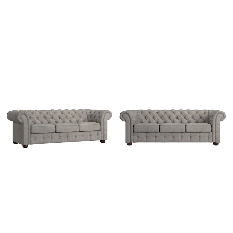 Rubberwood & Foam Tufted Chesterfield Sofa 91.25