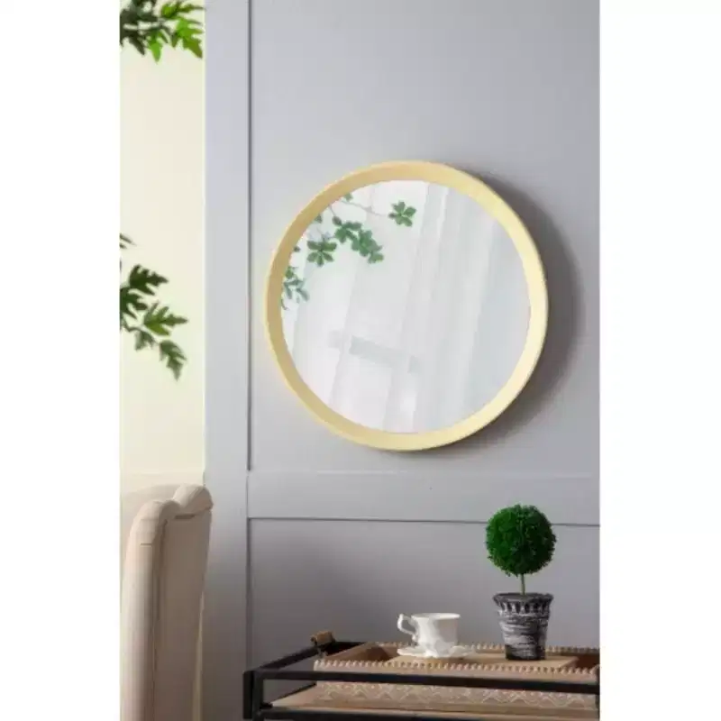 D20x1.5Transitional Decor Style Mango Wood Wall Mirror Wall Decor with Frame of Solid Mango Wood for Bathroom