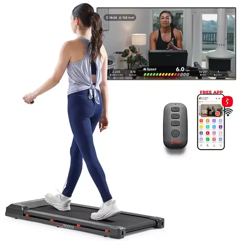 Sunny Health & Fitness Treadpad 100 SMART Walking Treadmill with WiFi, Bluetooth, Shock Absorption & UnderDesk Foldable Design