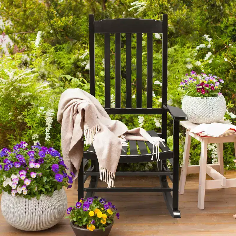 Karl Home | 24-Inch Solid Wood Patio Rocking Chair
