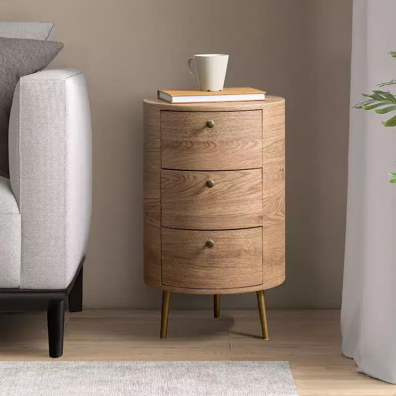 Maddalena 26'' Tall Drum 3- Drawer End Table Storage Cabinet|KARAT HOME