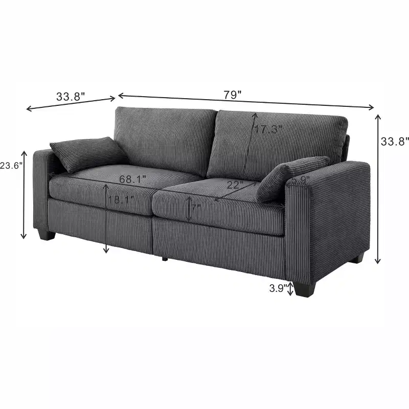 Modern Fabric Upholstered Loveseat with Removable Covers