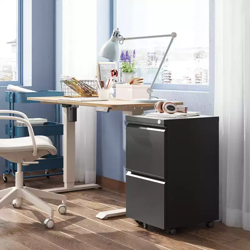 2-Drawer Mobile File Cabinet with Lock,, Space-Saving Document Organizer Fits Letter/A4/Legal Files