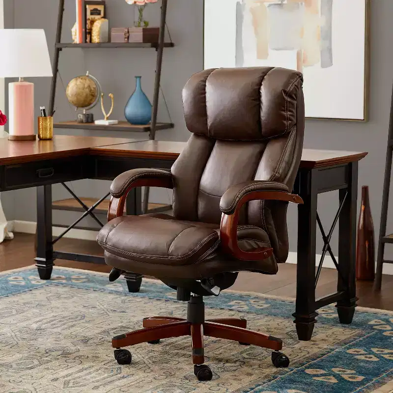 Big & Tall Executive Chair Brown - La-Z-Boy: Memory Foam, Ergonomic, 400 lbs Capacity