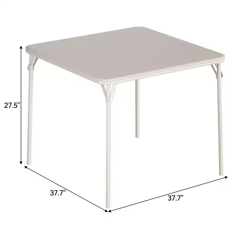Folding Square Table, 37 Inch Portable Upholstered Card Table with Folding Legs for 4 People, Modern Foldable Game Table, Metal Dining Table