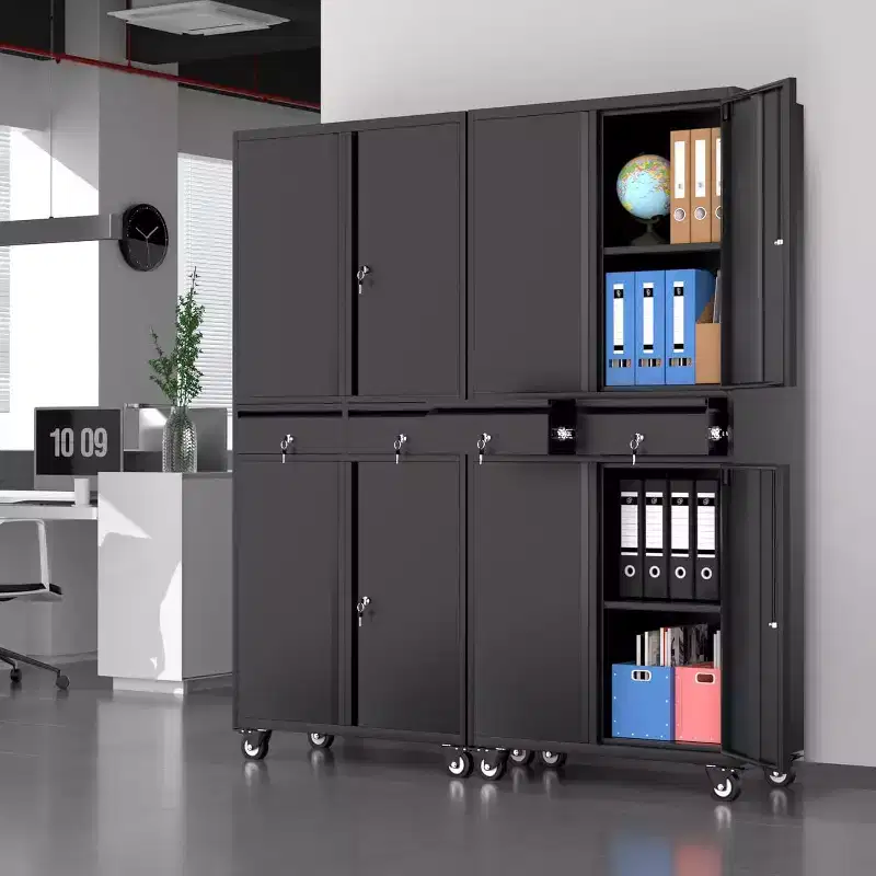 Metal Storage Cabinet, 73 Inch Garage Storage with Locking Doors and Adjustable Shelves, Heavy Duty Tool Cabinet with 2 Drawers