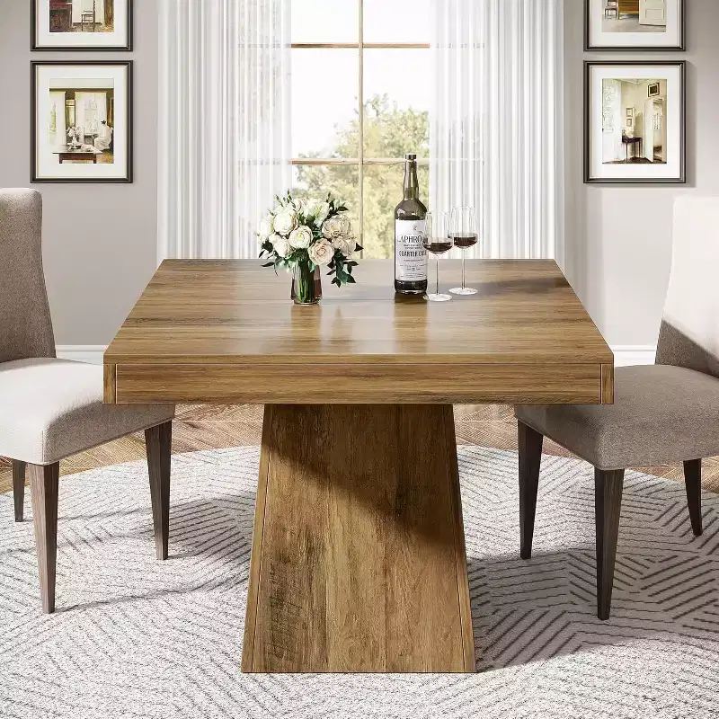 Lantine Square Dining Table for 4, 31.5 Kitchen Table with Sturdy Pedestal Base, Farmhouse Dinner Table for Dining Room,Kitchen