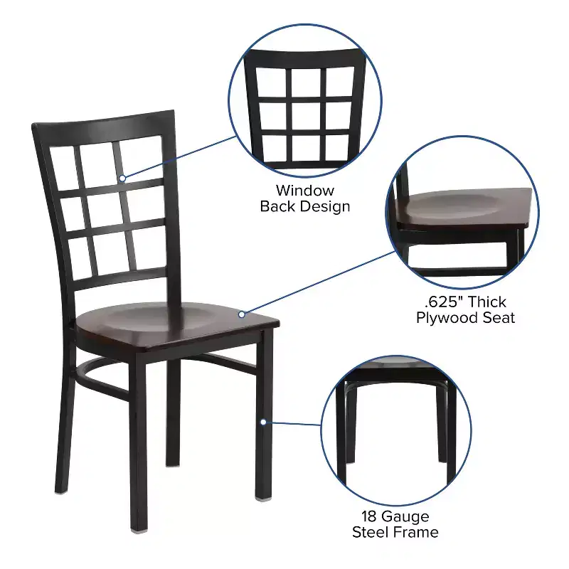 Flash Furniture Black Window Back Metal Restaurant Chair