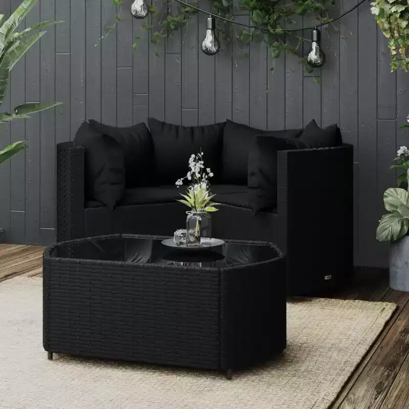 vidaXL Patio Furniture Set Modern Lounge Set with Cushions Poly Rattan