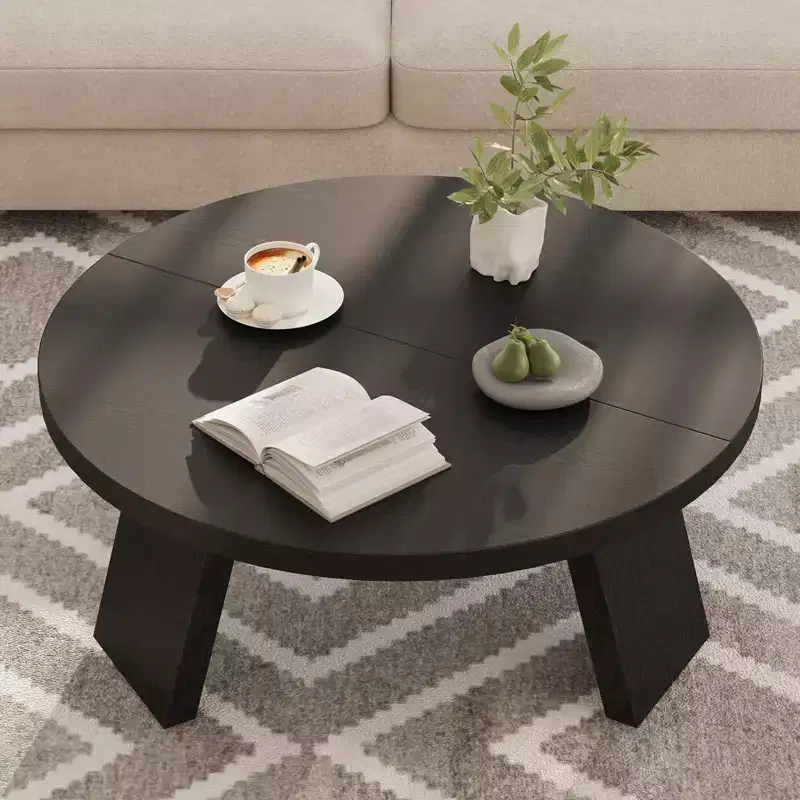 33.5 Round Modern Coffee Table  3-Leg Sturdy Design  Space-Saving Cocktail Table for Living Room (1-Pack)