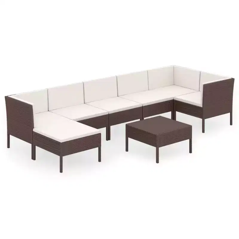 vidaXL Outdoor Lounge Set Brown PE rattan Large Removable Covers