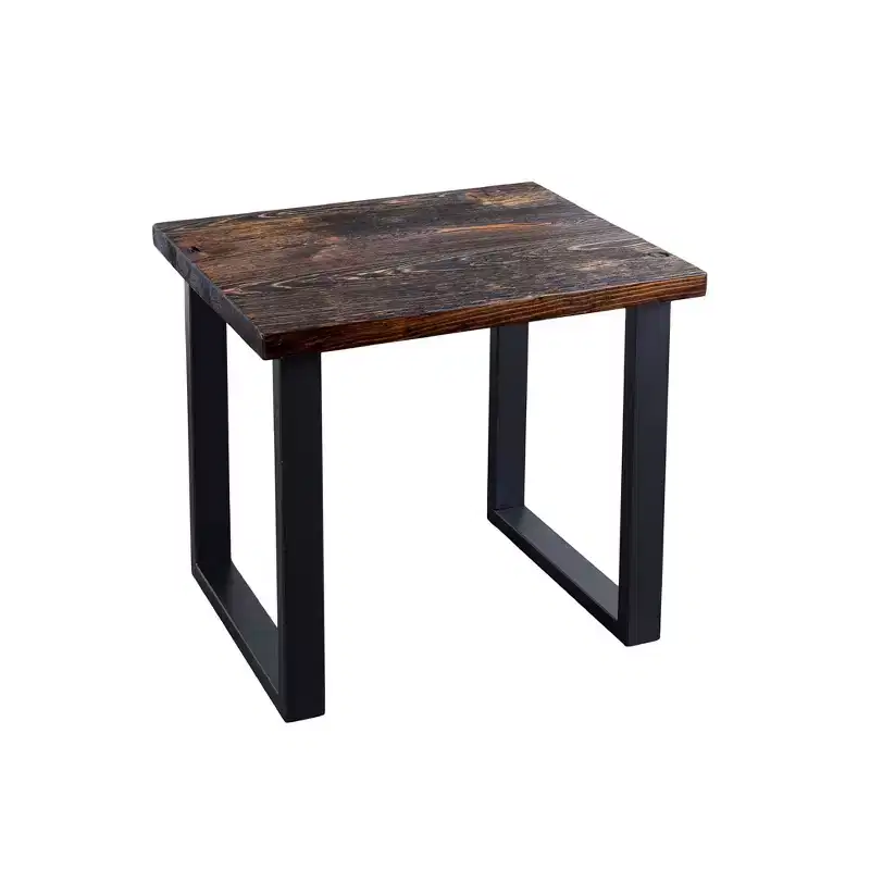 Pipe Decor Skyline Boulder Black Solid End Table with 18 in. Landscape Legs