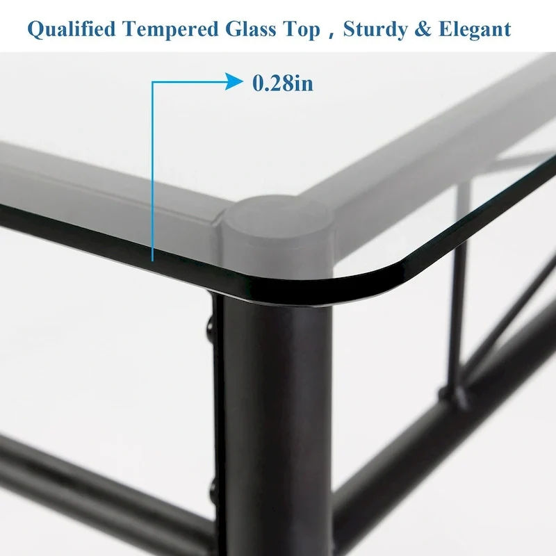 5-pieces Modern Dining Sets,Tempered Glass Table Top and 4 PU Chairs