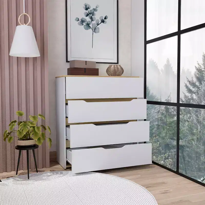 Modern 4-Drawer Bedroom Dressers with Superior Top Spacious Drawers, Chest of Drawers for Bedroom, Entryway, Wooden Dresser Chest