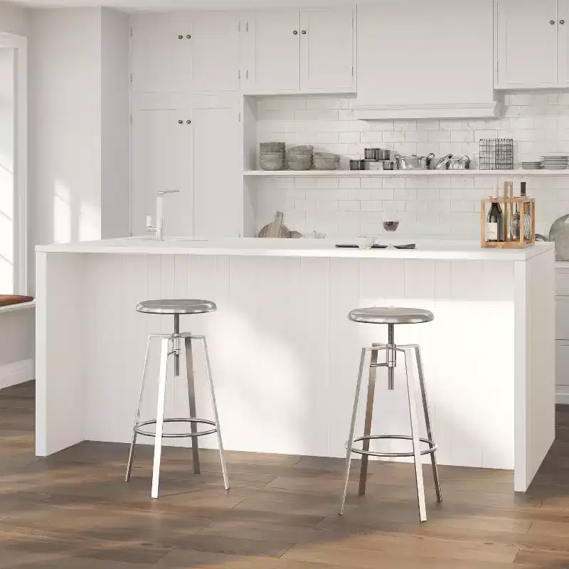 Merrick Lane Industrial Style Bar Stool with Height Adjustable Swivel Seat