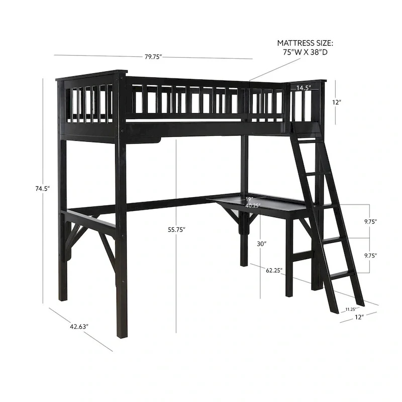 Twin Study Loft Bed