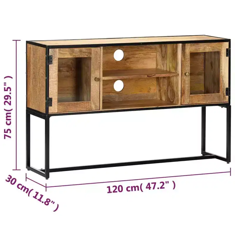 vidaXL TV Cabinet Varied Solid reclaimed wood, powder-coated steel
