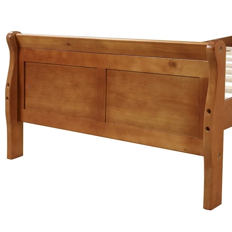 Twin/Full/Queen Wood Frame Sleigh Bed with Footboard