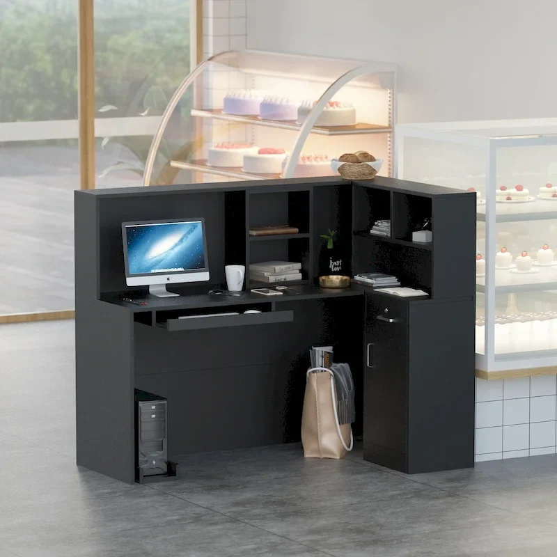 L-Shape Wood Reception Desk Office Computer Desk