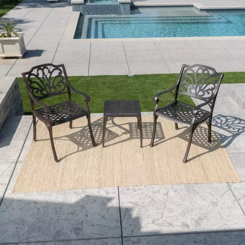 Christopher Knight Home Kai Outdoor Aluminum 3 Piece Chat Set, Bronze