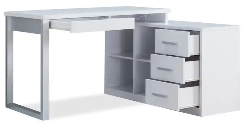 55 Reversible Corner Office Desk with 4-Drawers & Cubbies