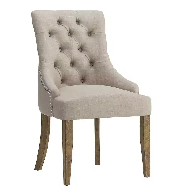 Zurich Linen Button Tufted Curved Back Dining Chairs (Set of 2) - iNSPIREQ