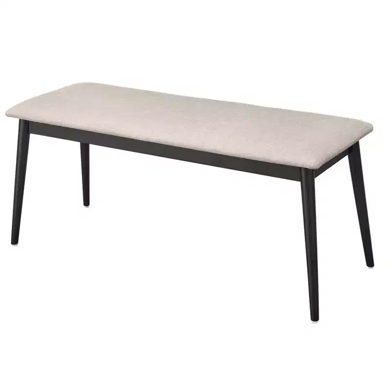 Lifestorey Whitney Mid Century Modern Bench Upholstered Bench Black/Gray: Mid-Century Modern, Padded, Rubberwood Frame