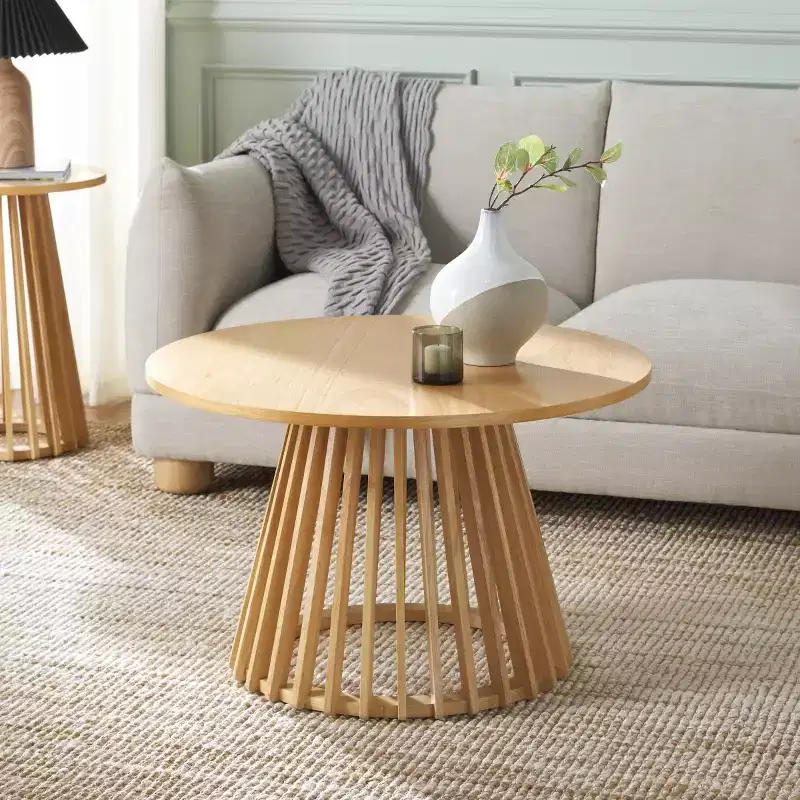 Round Rubberwood Coffee Table, Veneer Top