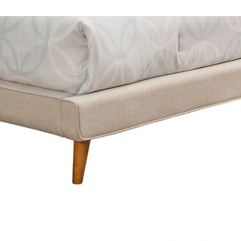 Light Grey Upholstered Platform Bed