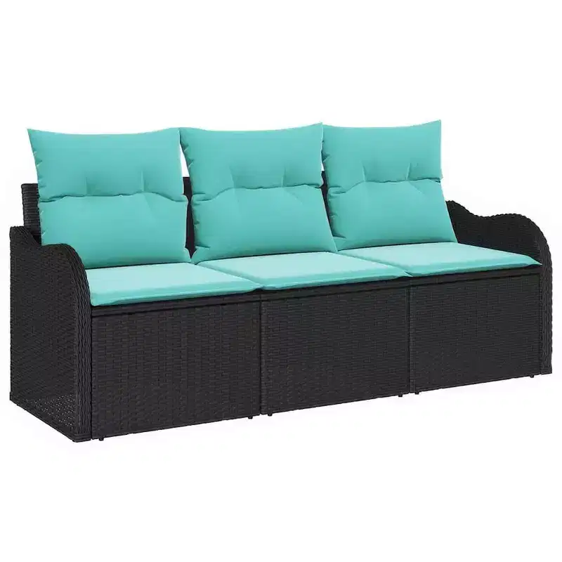 vidaXL Garden Sofa Set with Cushion 3 pcs Brown Poly rattan