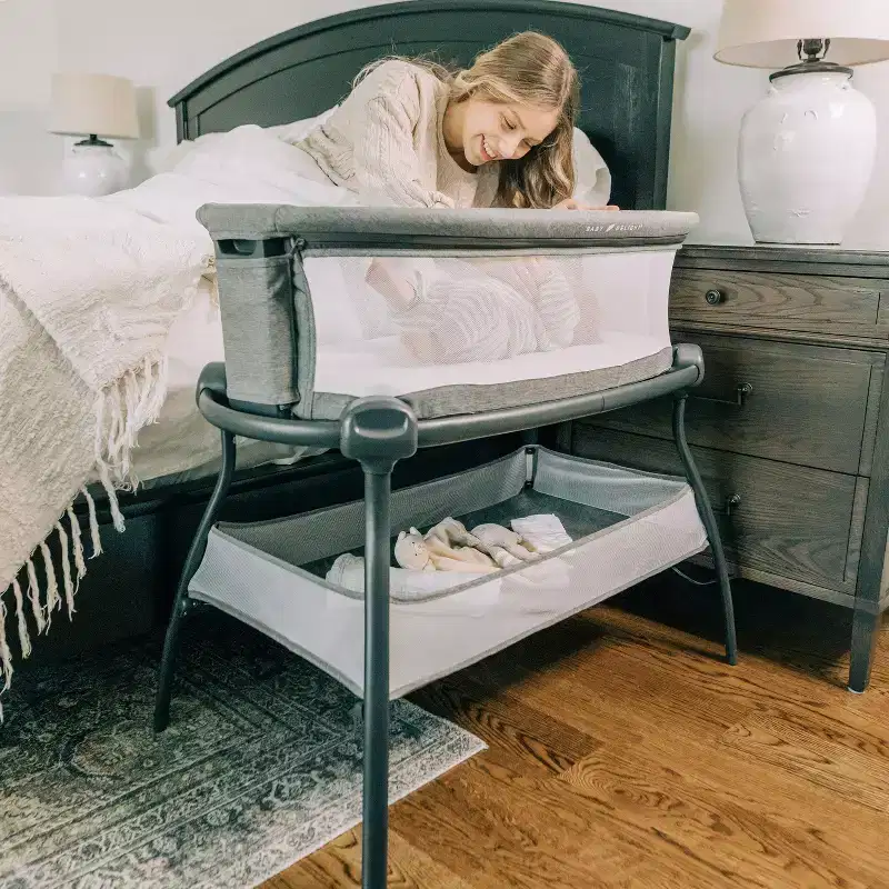 Deluxe Bedside Bassinet: Storage Bin/Shelf, Metal Frame, 20 lbs Capacity, Modern Decor