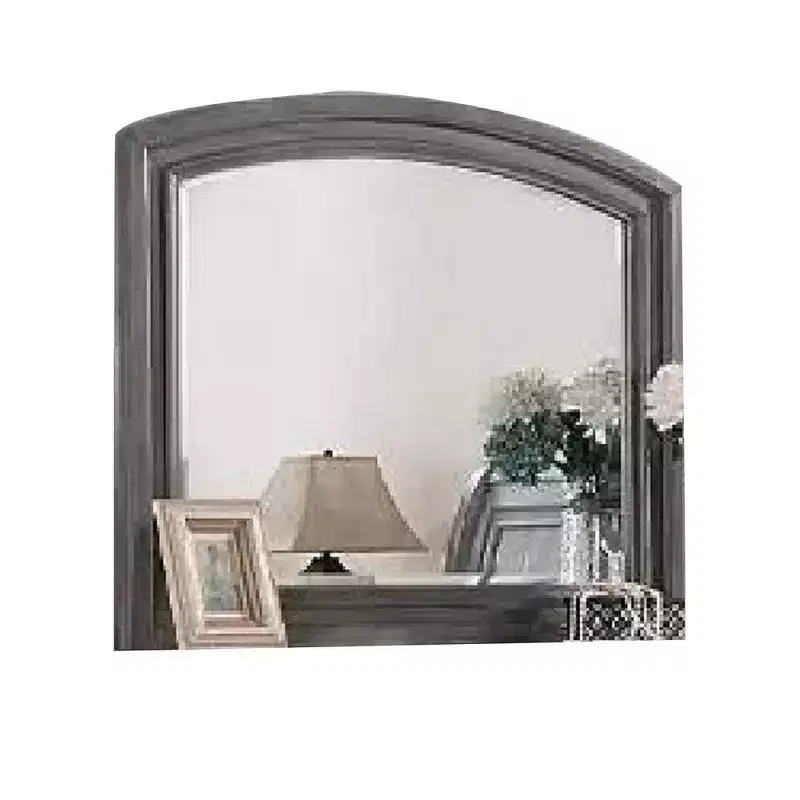 Dresser Mirror Gray Pine Wood Frame, Farmhouse Carved Details 36x42